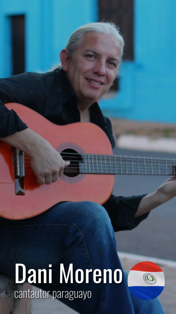 Dani Moreno, interpreta sus canciones creadas en ritmos latinoamericanos, canta en guaraní. Participa de Dándole Cuerda desde 2019.