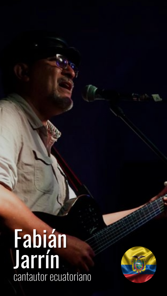 Fabián Jarrín cantautor ecuatoriano. No soy enmarcable en un género o estilo, es multitemático. Referente de la canción de autor en Ecuador.